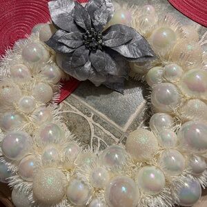 Elegant Silver and Cream Holiday Wreath